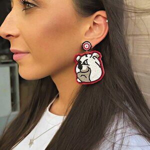Georgia Bulldogs Football Team Mascot Beaded Earrings